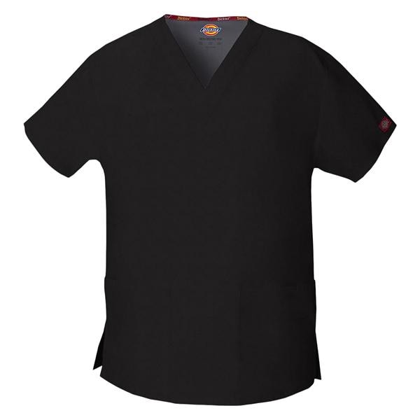 Dickies Scrub Top V-Neck 3 Pockets Black Womens Ea