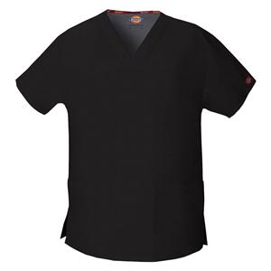 Dickies Scrub Shirt V-Neck 3 Pockets Short Sleeves X-Small Black Womens Ea