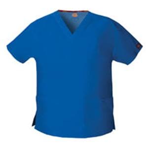 Dickies Scrub Shirt V-Neck 3 Pockets Short Sleeves 2X Small Royal Blue Womens Ea