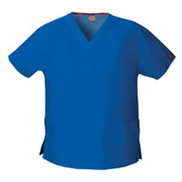 Dickies Scrub Shirt V-Neck 3 Pockets Short Sleeves 2X Small Royal Blue Womens Ea