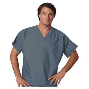 Fashion Seal Scrub Shirt V-Neck 1 Pocket Small Pewter Unisex Ea