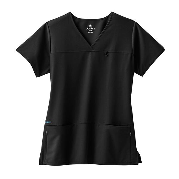 Jockey Scrub Shirt Poly/Ryn/Spndx 4 Pockets X-Small Black Womens Ea