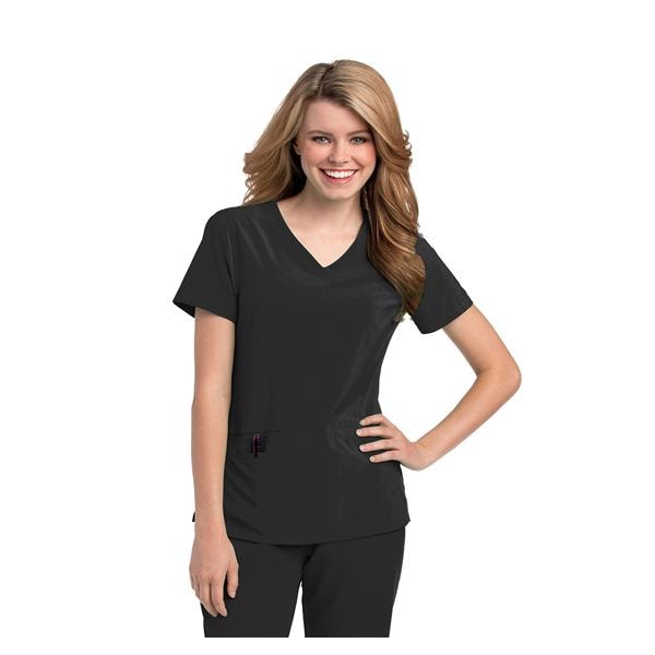 Urbane Scrub Shirt V-Neck Small Black Womens Ea