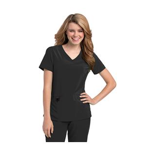 Urbane Scrub Shirt V-Neck Large Black Womens Ea