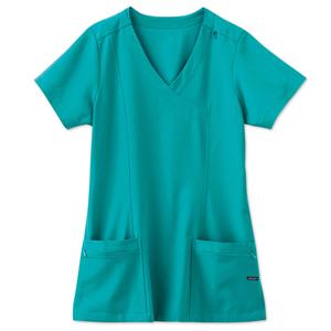 Jockey Scrub Shirt V-Neck 5 Pockets Short Sleeves Small Teal Womens Ea