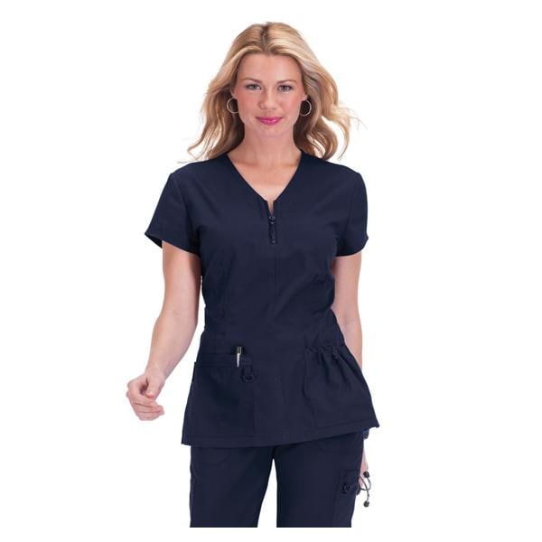 Scrub Shirt 2 Pockets Short Sleeves Large Navy Womens Ea