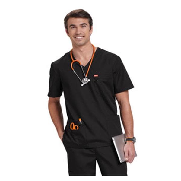 Orange Standard Scrub Shirt 2 Pockets Short Sleeves X-Small Black Unisex Ea