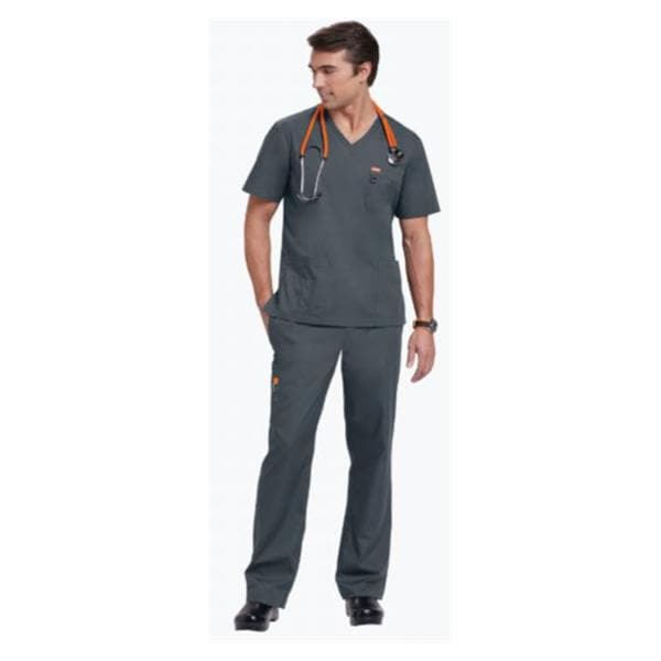 Orange Standard Scrub Shirt 2 Pockets Short Sleeves X-Large Charcoal Unisex Ea