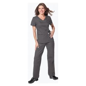 Scrub Shirt 3 Pockets Rib-Trim Short Sleeves X-Large Steel Grey Womens Ea