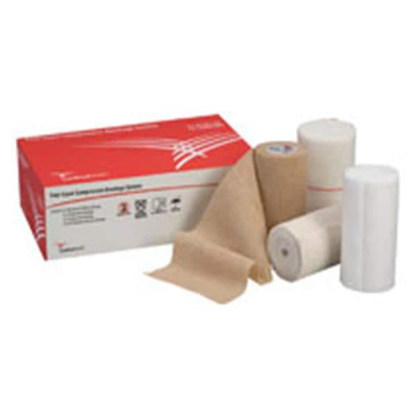 Compression Bandage Elastic 4 Layer Tan/White Non-Sterile 8/Ca