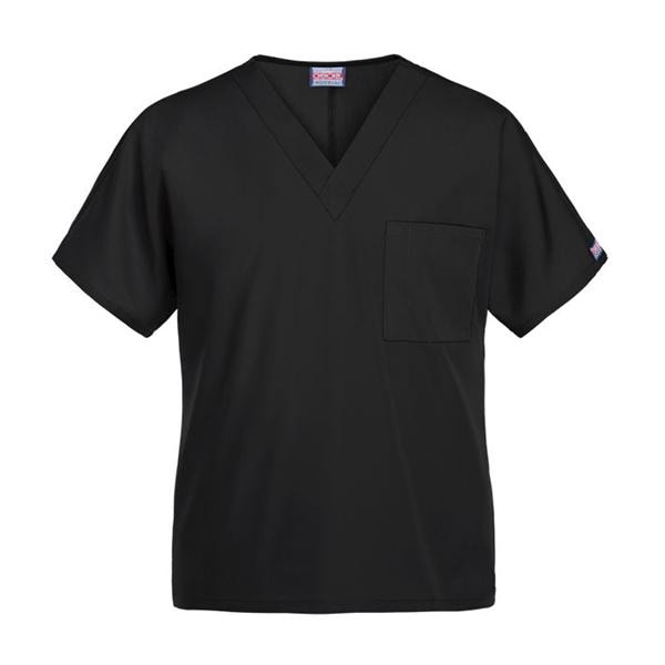 Cherokee Scrub Top V-Neck 1 Pocket Dolman Sleeves Large Black Unisex Ea