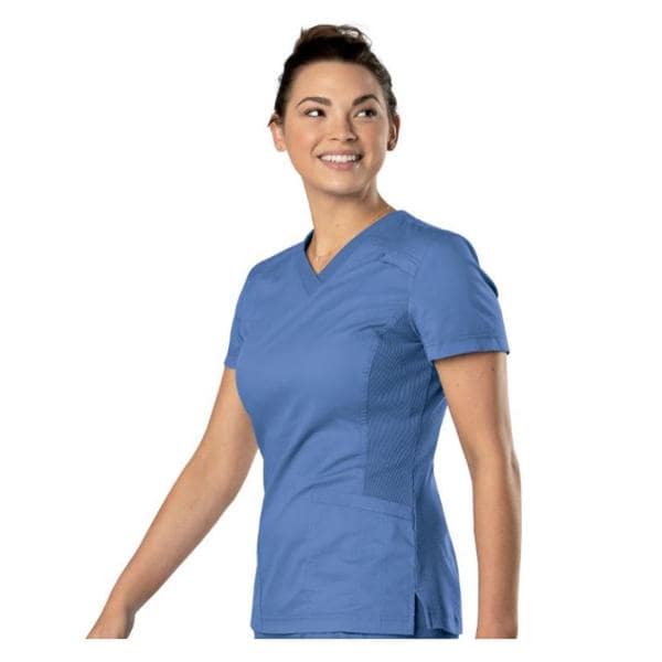 Scrub Shirt V-Neck 1 Pocket Short Sleeves X-Large Ceil Blue Unisex Ea