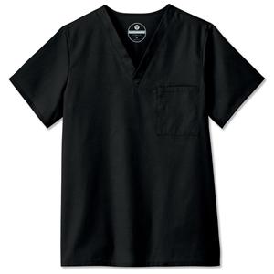 Scrub Shirt V-Neck 1 Pocket Set-In Sleeves Large Black Unisex Ea