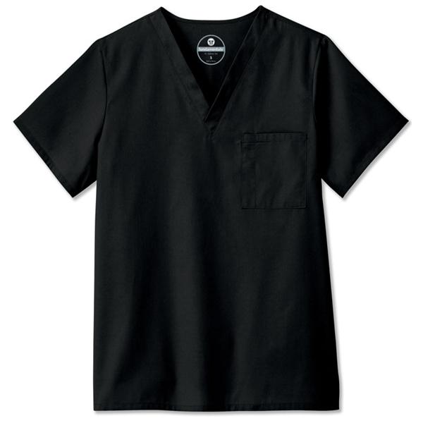 Scrub Shirt V-Neck 1 Pocket Set-In Sleeves Large Black Unisex Ea