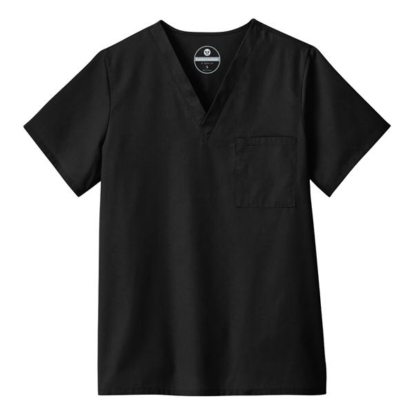 Scrub Shirt V-Neck 1 Pocket Set-In Sleeves 2X Large Black Unisex Ea