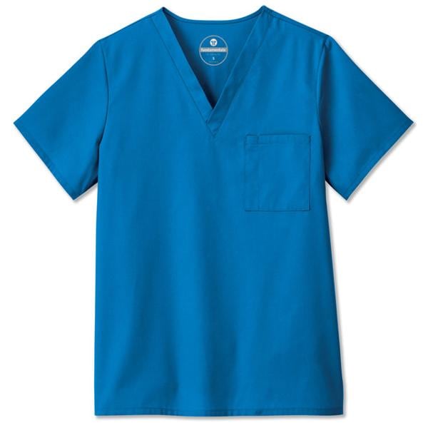 Scrub Shirt V-Neck 1 Pocket Set-In Sleeves Medium Royal Blue Unisex Ea