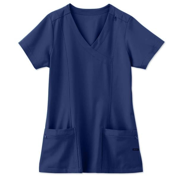 Jockey Scrub Shirt Mock Wrap V-Neck 2 Pockets Short Sleeves Small Navy Womens Ea