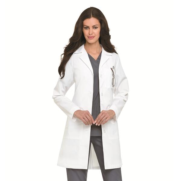 Protective Lab Coat Long Sleeves 38 in White Womens Ea