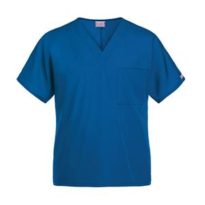 Cherokee Workwear Scrub Shirt V-Nck Tunic Short Sleeves X-Large Ryl Bl Unisex Ea