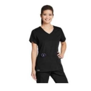 Scrub Top V-Neck 4 Pockets X-Small Black Ea