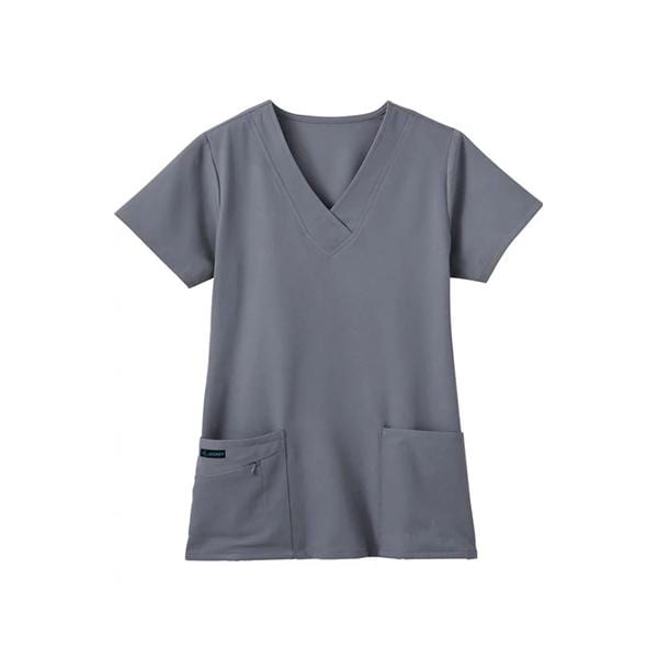 Scrub Top V-Neck 3 Pockets Large Pewter Womens Ea