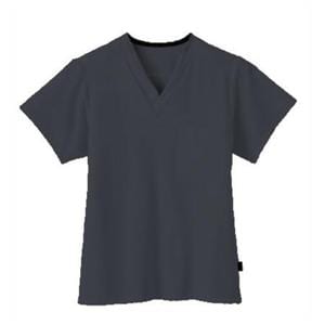 Scrub Top V-Neck 1 Pocket Short Sleeves Small Charcoal Unisex Ea