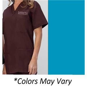 Scrub Top V-Neck 3 Pockets Set-In Short Sleeves Large Pacific Blue Unisex Ea