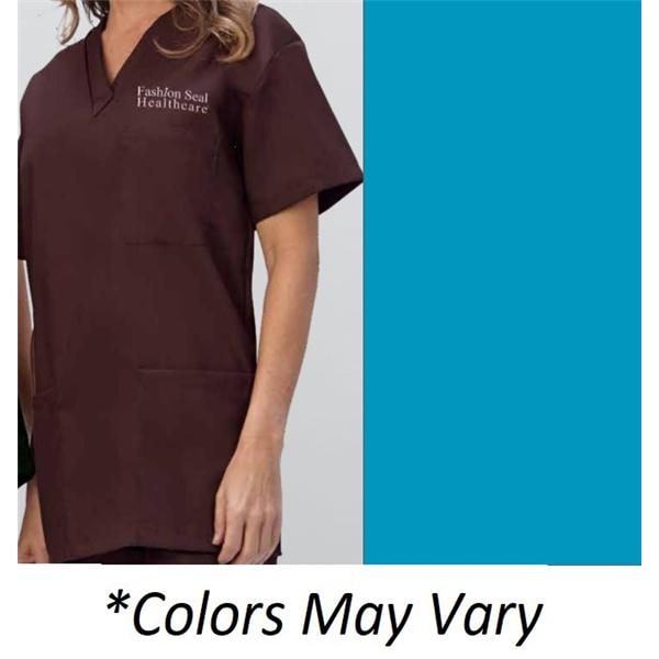 Scrub Top V-Neck 3 Pockets Set-In Short Sleeves Large Pacific Blue Unisex Ea