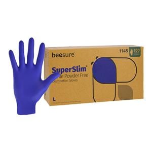 BeeSure SuperSlim Nitrile Exam Gloves Large Midnight Blue Non-Sterile