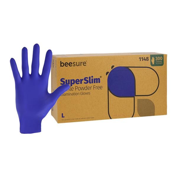 BeeSure SuperSlim Nitrile Exam Gloves Large Midnight Blue Non-Sterile