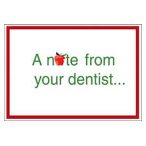 Imprinted Recall Cards Note From Dentist 4 in x 6 in 250/Pk