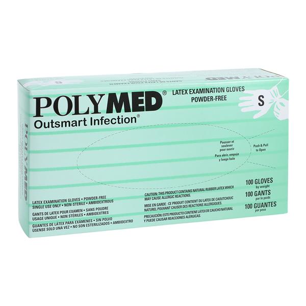Polymed Latex Exam Gloves Small White Non-Sterile