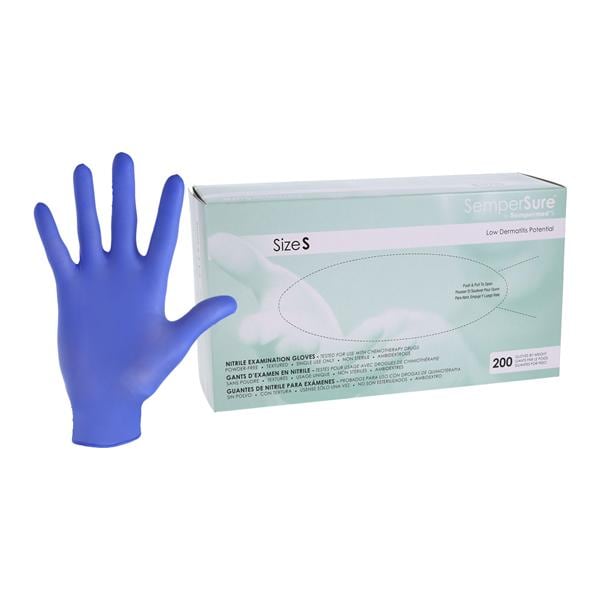 SemperSure Nitrile Exam Gloves Small Cobalt Blue Non-Sterile