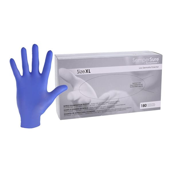 SemperSure Nitrile Exam Gloves X-Large Cobalt Blue Non-Sterile, 10 BX/CA