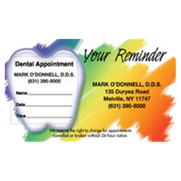 Peel N Stick Appointment Card Tooth Reminder 500/Bx