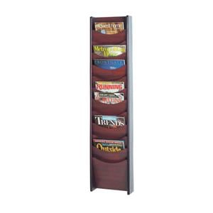 Wall Literature Display 12 Pockets Mahogany 48.75 in x 11.25 in x 3.75 in Ea