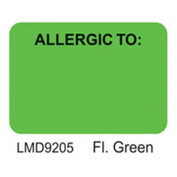 Label Chart Allergic Green 1"x1.5" 500/Roll