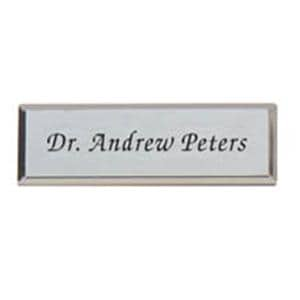 Engraved Name Badge Silver 0.75 in x 2.75 in Ea