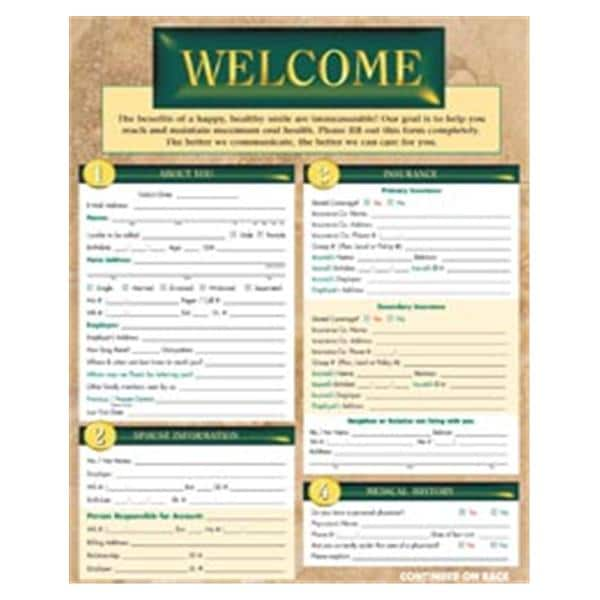 Registration Forms Sand 2-Sided English Tan 8.5 in x 11 in Adult 100/Pk