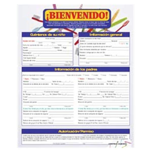 Registration Forms Toothbrushes 2-Sided Spanish 8.5 in x 11 in Child 100/Pk