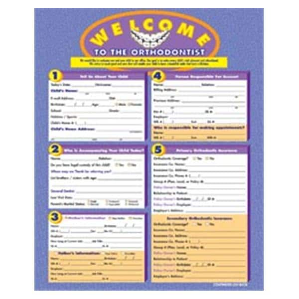 Registration Forms Ortho w/Brces 2 Sd English Prpl 8.5"x11" Chld 100/Pk