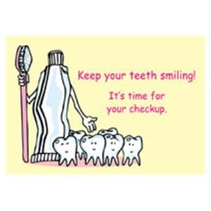 Imprinted Recall Cards Keep Teeth Smiling 4 in x 6 in 250/Pk