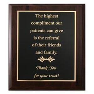 Plaque Referral Vertical 10 in x 8 in Gold Engraved Ea