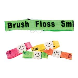 Band Bracelets Brush Floss Smile Assorted Colors 7.5 in 48/Pk