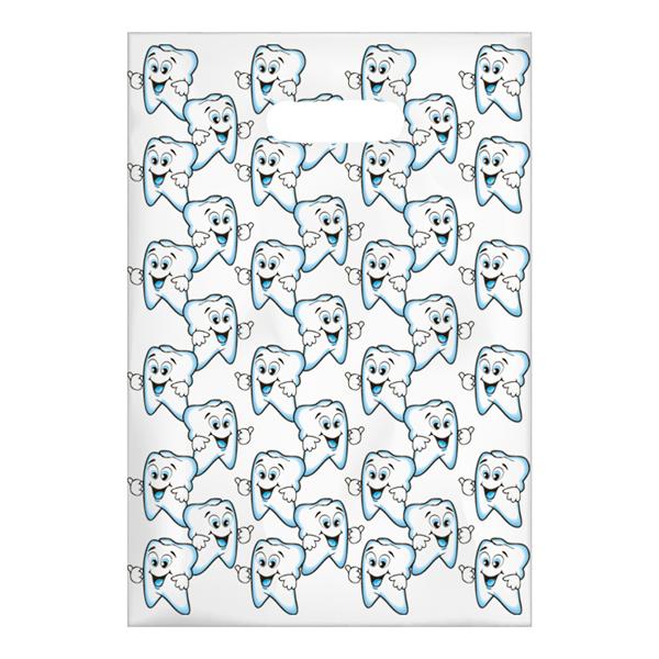 Scatter Print Bags Cute Tooth Guy 2 Sided Print Clear 100/Bx