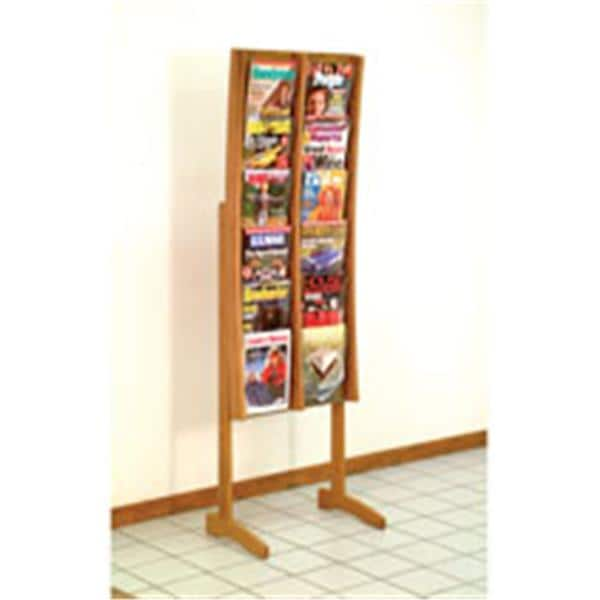 Stance Floor Magazine Display 12 Pockets Medium Oak 21.25 in x 64 in x 14 in Ea