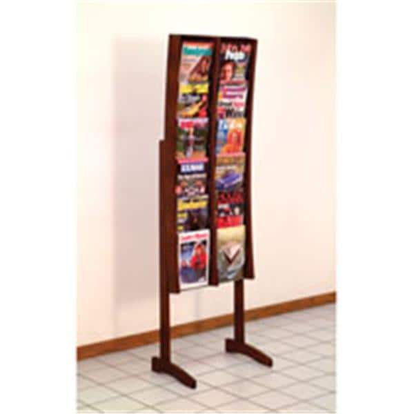 Stance Floor Magazine Display 12 Pockets Mahogany 21.25 in x 64 in x 14 in Ea