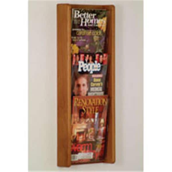 Stance Wall Magazine Display 3 Pockets Medium Oak 26.25 in x 11 in x 3 in Ea