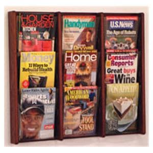 Stance Wall Magazine Display 9 Pockets Mahogany 31.5 in x 26.25 in x 3 in Ea