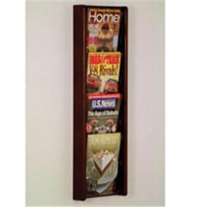 Stance Wall Magazine Display 4 Pockets Mahogany 33.5 in x 11 in x 3 in Ea